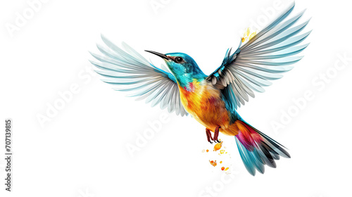 a beautiful bird flying full body on a white background © PNG WORLD