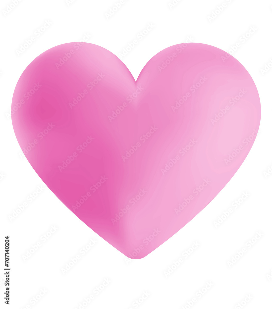 Pink heart isolated on white, transparent background