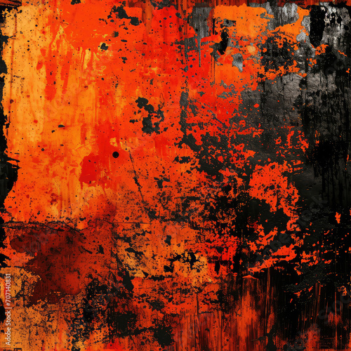 Edgy and distressed grunge texture background in orange neon. Perfect for wallpapers ,print, background 
