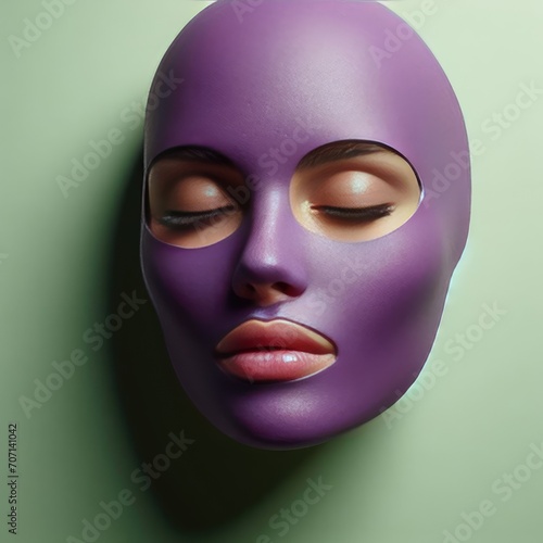 purrple mask on a green background 