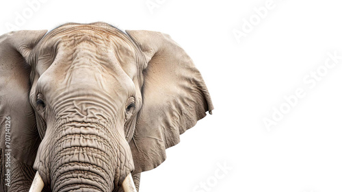 Elephant Face Shot on Transparent Background