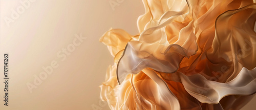 Brown silk or satin wavy abstract background with blank space for text.