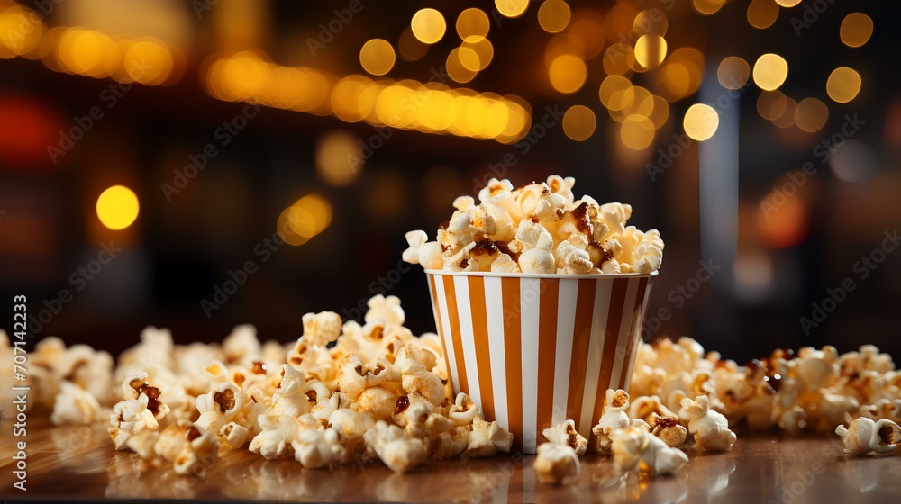 Popcorn Scattered on Table - Blurred Movie Theater
Popcorn Scattered on Table - Blurred Movie Theater