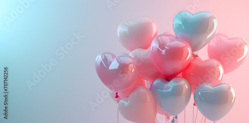 Shiny gloss Pink Heart shape Helium air balloons, . Valentine's day