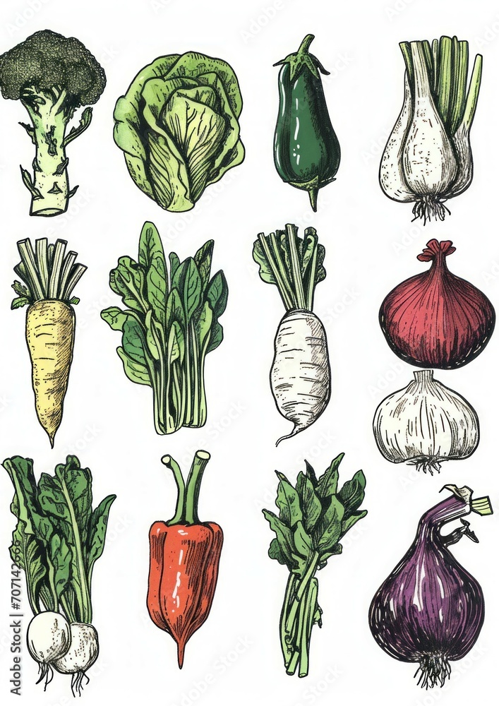 vegetables, food watercolor vegetables, food watercolor