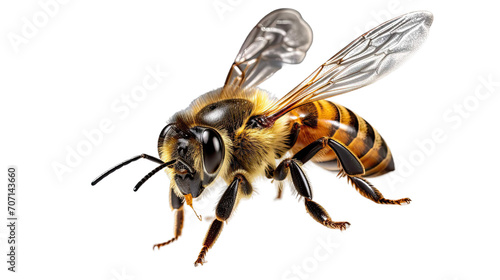 Yellow Flying Bee Isolated on Transparent Background
