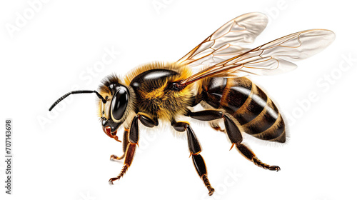 Yellow Flying Bee Isolated on Transparent Background