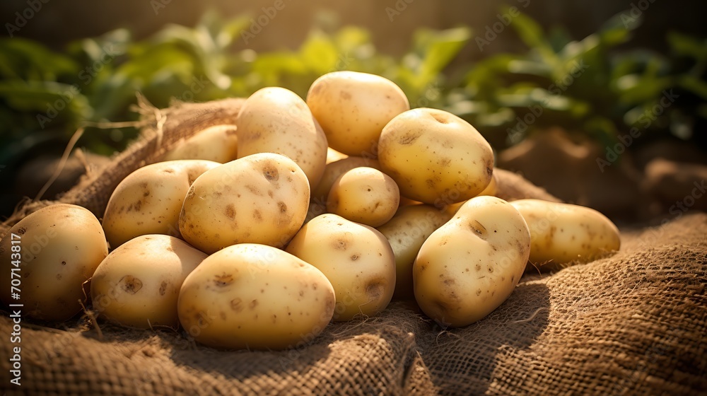 Heap of fresh potato on the ground. Organic farming products
Heap of fresh potato on the ground. Organic farming products