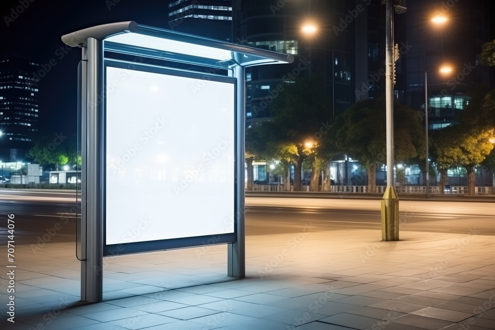 Blank screen vertical billboard mockup in a public place Blank screen vertical billboard mockup in a public place