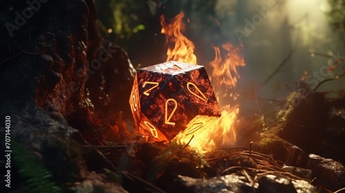 A black dice with the numbers the forest burning in flames AI Generated pictures