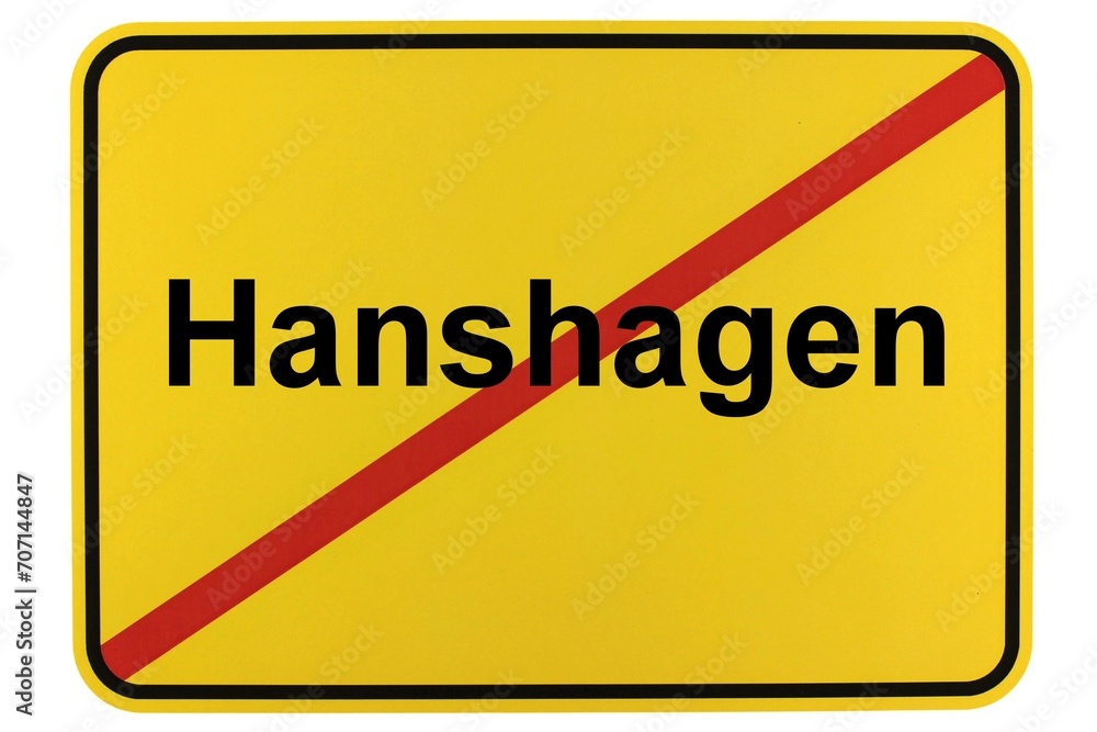 Illustration eines Ortsschildes der Gemeinde Hanshagen in Mecklenburg-Vorpommern Illustration eines Ortsschildes der Gemeinde Hanshagen in Mecklenburg-Vorpommern