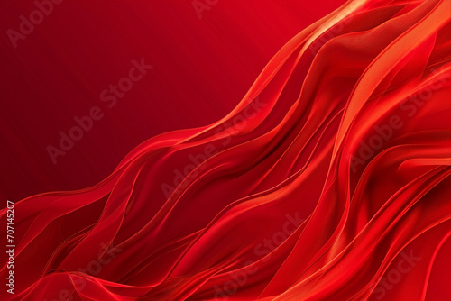 Red satin or silk wavy abstract background with blank space for text.