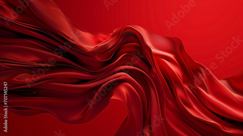 Red satin or silk wavy abstract background with blank space for text.