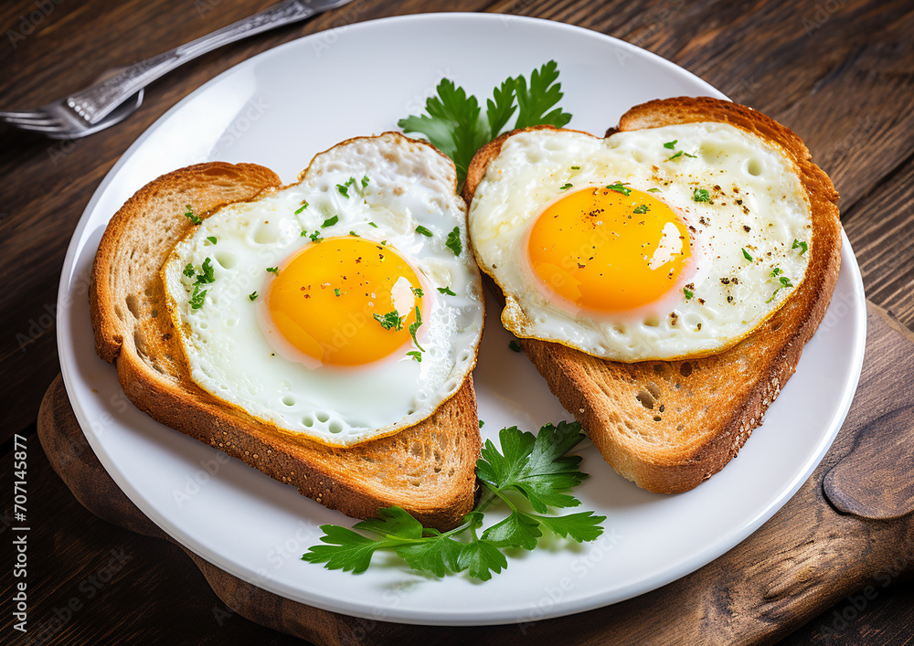 fried egg with toast on a plate fried egg with toast on a plate