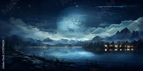 moonlight, stars, night sky, panorama 