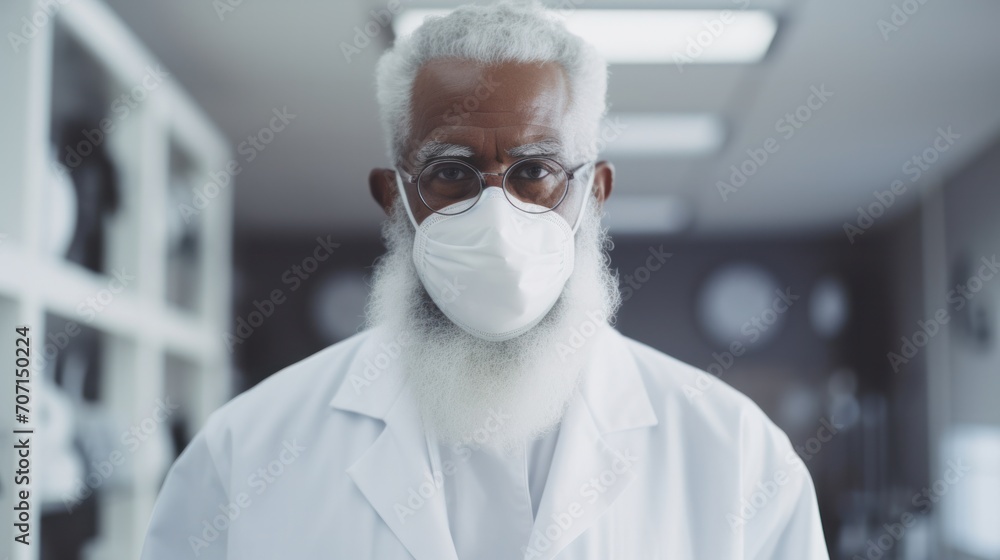 African American Barber and White Customer with Masks and Combs African American Barber and White Customer with Masks and Combs