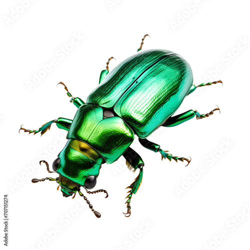 Green june beetle bug grub coleopteran fly entomology animal isolated on white or transparent background