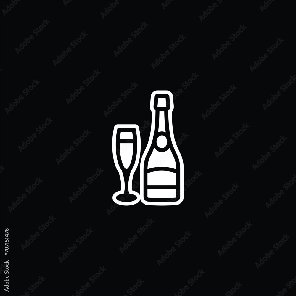Original vector illustration. The icon of a bottle of champagne with glasses. Original vector illustration. The icon of a bottle of champagne with glasses.