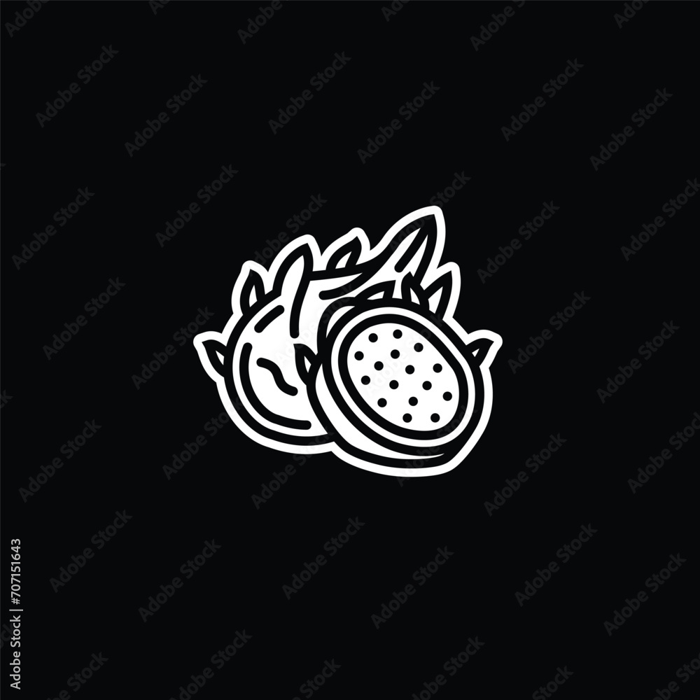 Original vector illustration. Contour icon of a ripe pitahaya. Original vector illustration. Contour icon of a ripe pitahaya.