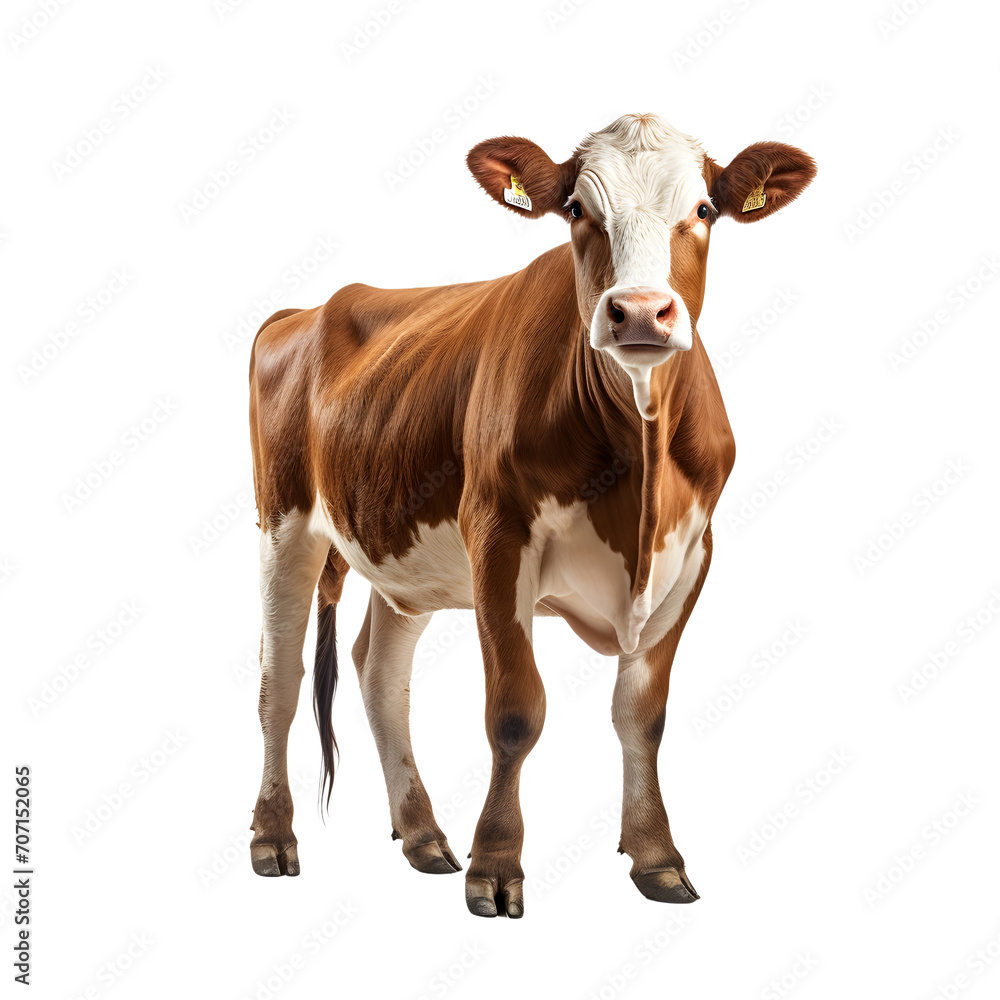 Hereford cow isolated on white or transparent background