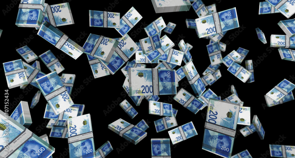 Israel Shekel 200 ILS banknote money 3d illustration