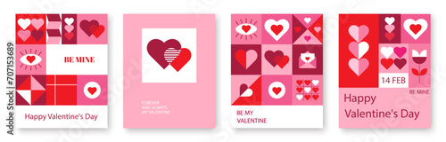 Set of Valentine's Day greeting cards, vector illustration for your design. Holiday templates for banner, flyer, brochure, advertising, cover, poster.