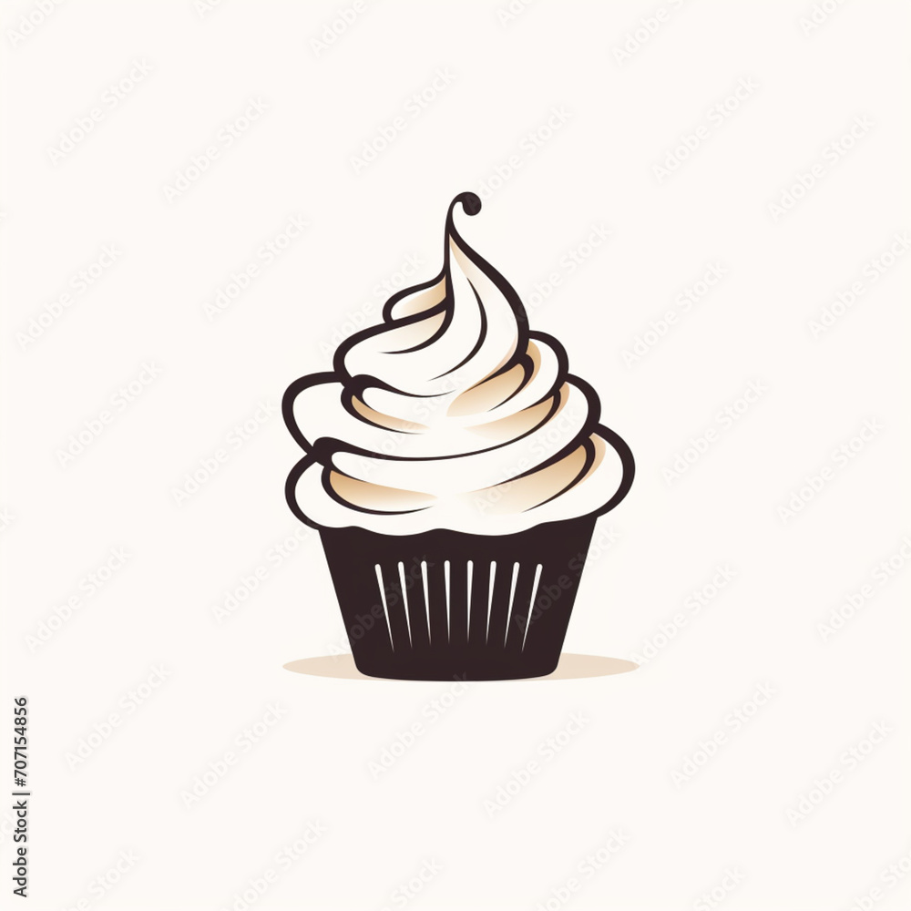 ilustracion de tipo logo con detalle de cupcake de tonos marrones y fondo de color blanco ilustracion de tipo logo con detalle de cupcake de tonos marrones y fondo de color blanco