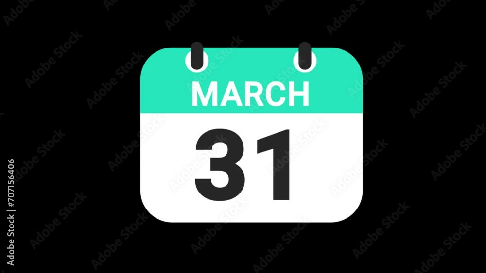 Date counting calendar date of 1 to 31, animation, Transparent alpha background Date counting calendar date of 1 to 31, animation, Transparent alpha background