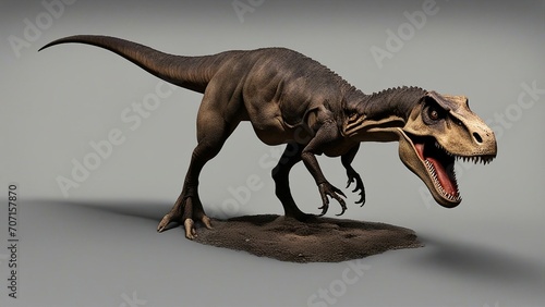 dinosaur toy isolated on white  The T-Rex dinosaur was a clue in the mystery case. It had been found near the crime scene   