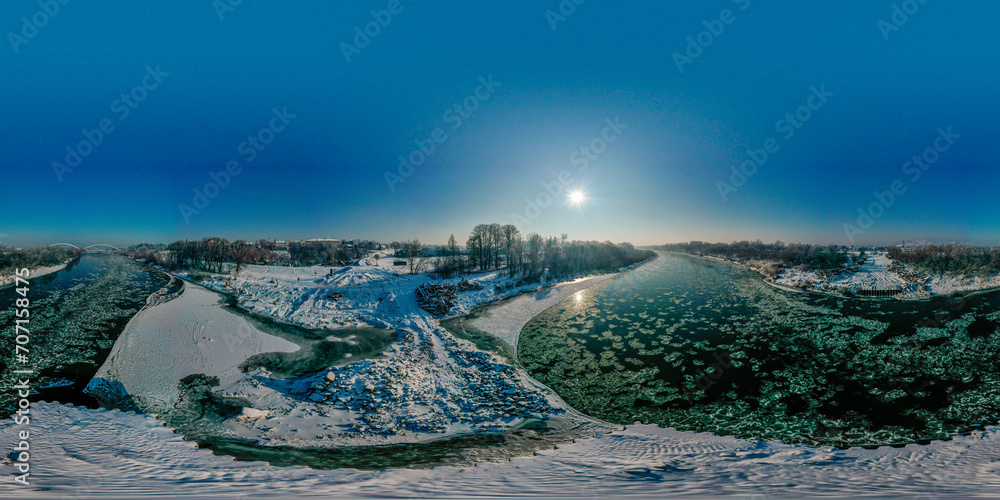 Nowy Sącz, panorama 360, zima - obrazy, fototapety, plakaty 