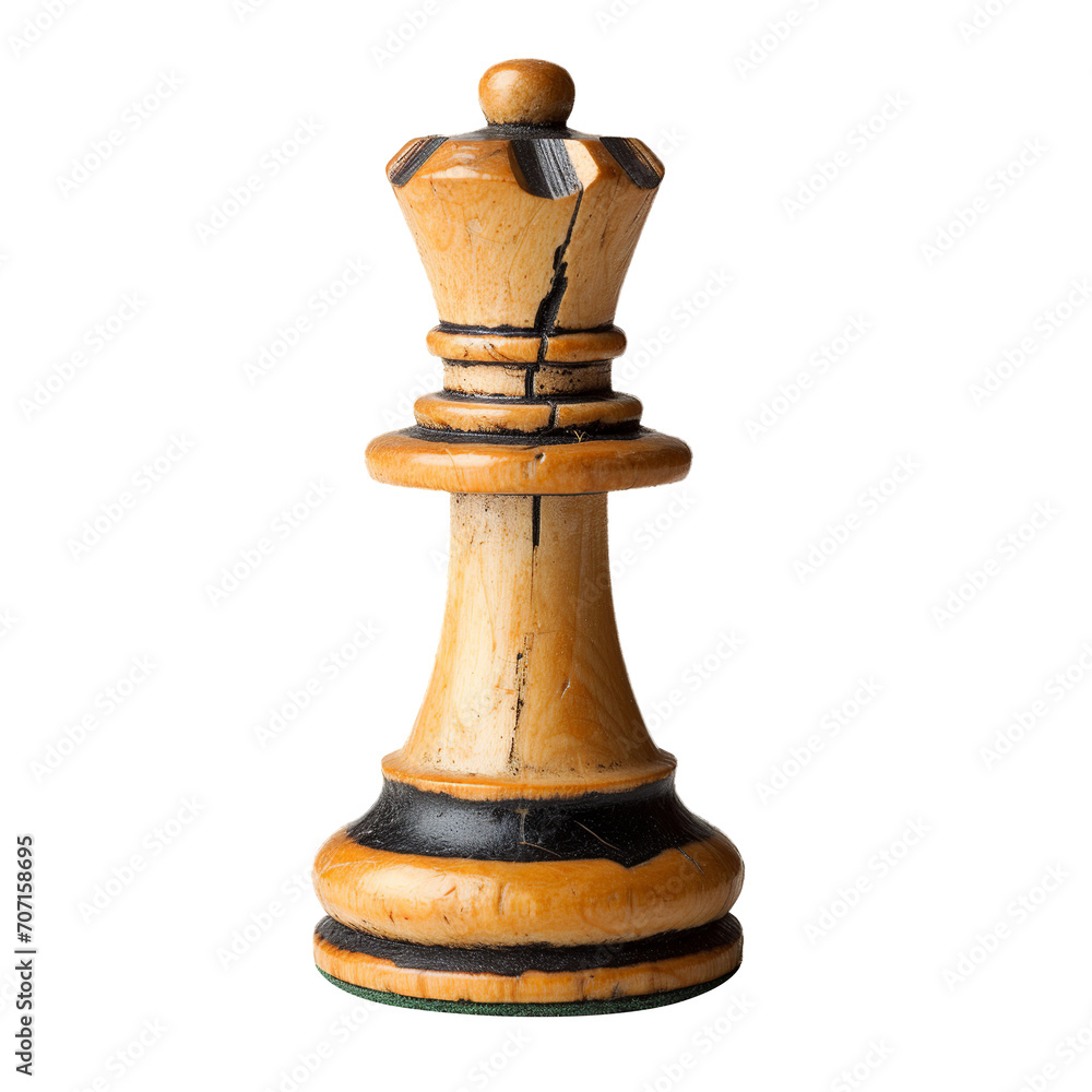 Queen chess piece on transparent background. Generative AI.