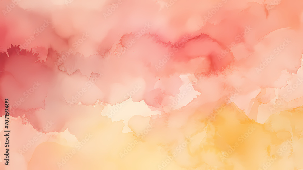 Abstract watercolor drawing featuring a palette of pale orange, red, and yellow hues, with a dominant red color. Ideal art background for design purposes, showcasing elements of water and grunge Abstract watercolor drawing featuring a palette of pale orange, red, and yellow hues, with a dominant red color. Ideal art background for design purposes, showcasing elements of water and grunge