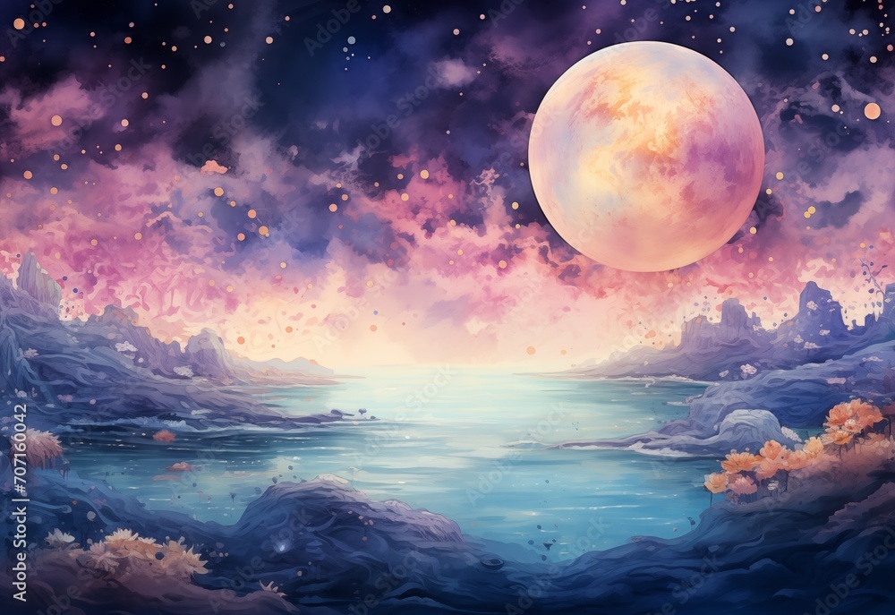 Abstract wallpaper. Digital art print, Planets of the Solar System watercolour poster. Universe planet graphic illustration, poster Abstract wallpaper. Digital art print, Planets of the Solar System watercolour poster. Universe planet graphic illustration, poster