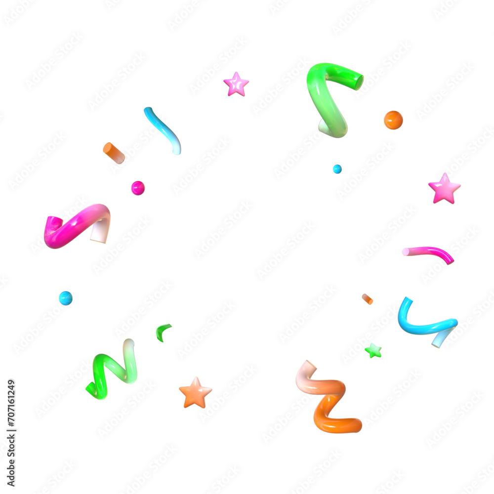 3d cute confetti pop , surprised decorative element 3d cute confetti pop , surprised decorative element