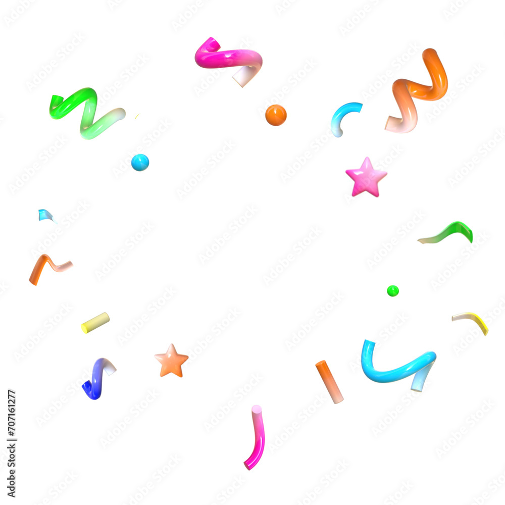 3d cute confetti pop , surprised decorative element 3d cute confetti pop , surprised decorative element