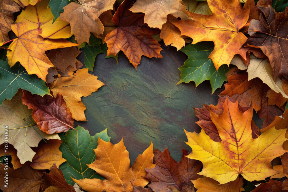 Thanksgiving-Themed Autumn Leaves Frame With Text Space Thanksgiving-Themed Autumn Leaves Frame With Text Space