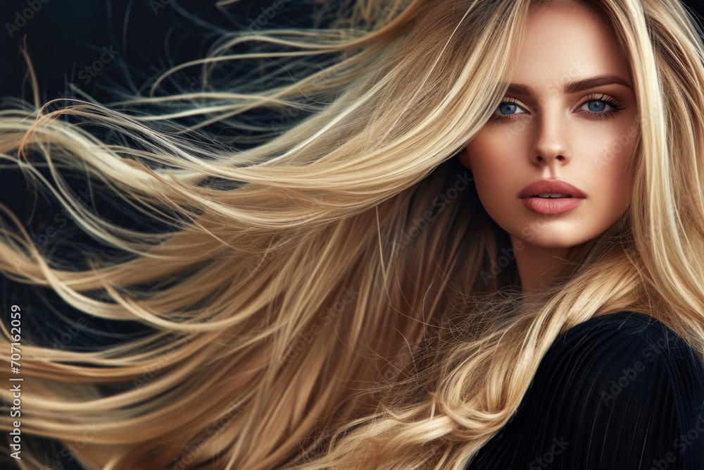 Elegant Lady Showcasing Her Long Blonde Locks Elegant Lady Showcasing Her Long Blonde Locks
