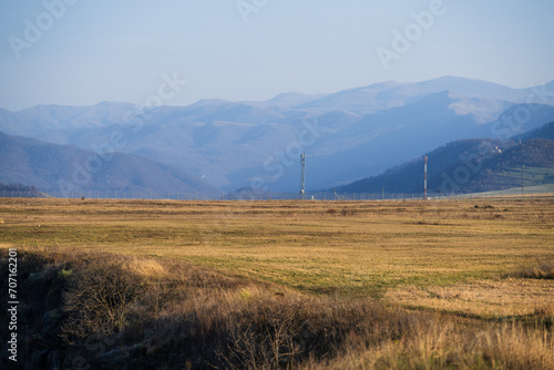 Autumn landscape with mountains and field, Armenia