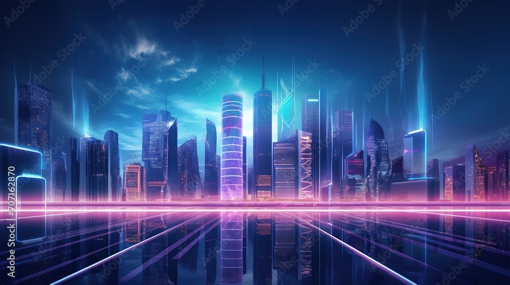 future modern city background. cyber urban concept