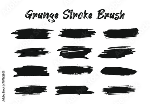 Grunge stroke collection vector brush stroke black different type brushes stock set - hand drawn watercolor texture.