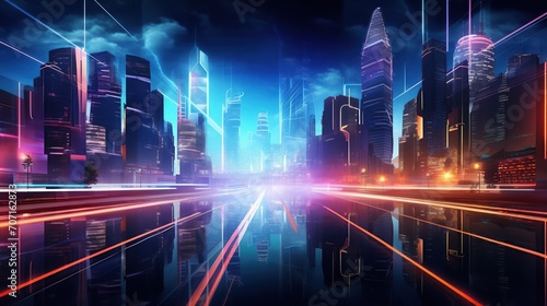 future modern city background. cyber urban concept