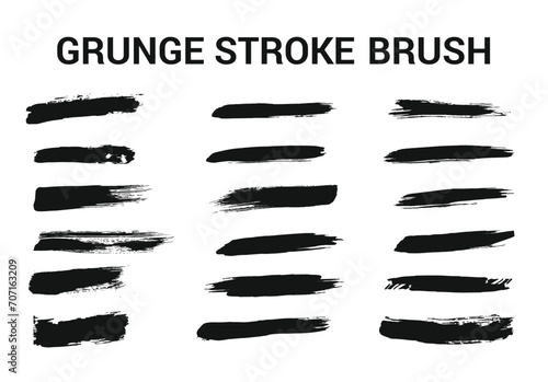 Stroke, grunge line and frame collection vector brush stroke black different type brushes stock set - hand drawn watercolor texture.
