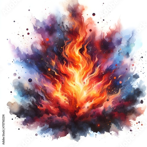watercolor paint hot fire burn illustration