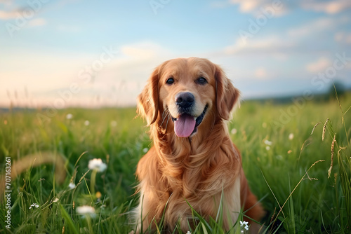 Golden Retriever Laying in the Grass