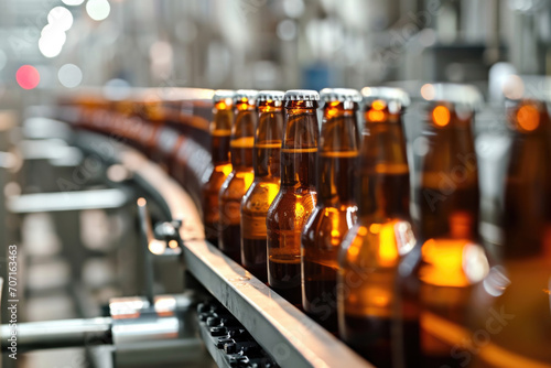 The Significance Of Glass Brown Beer Bottles On A Conveyor Belt