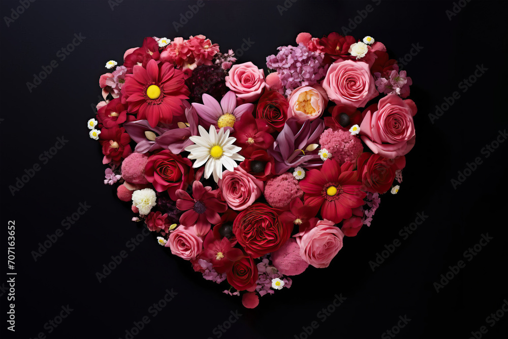 Obraz premium Botanical Heart. Expressive Valentine's Day Floral Composition