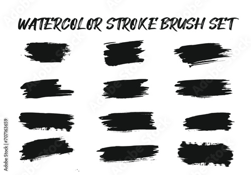 Watercolor vector brush stroke black brushes stock set - Grunge brush illustration