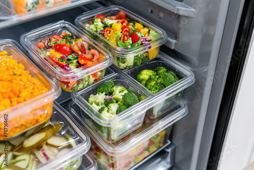 Fridge Filled With Meal Prep Containers For Convenient Eating