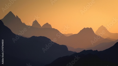 Silhouette of mountains landscape
