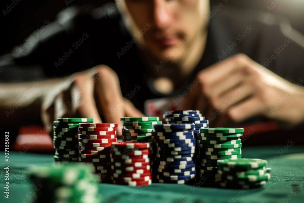 Man Engaged In Game Of Poker Man Engaged In Game Of Poker
